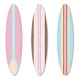Zzbakress 3 Pieces Cute Surfboard Wall Decor Beachy Room Decoration Wood Surfboard Wall Hanging Sign Beach Themed Room Decor Room Decor for Living Room Bedroom Bathroom (Large)