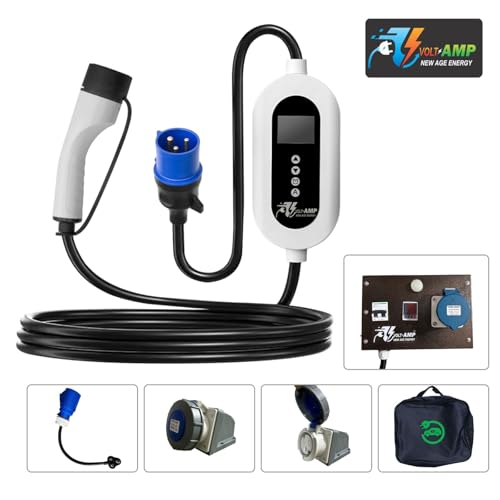 Image of HyperCharge Portable EV Charger 7.2kW for Cars, 5m Cable, Large LCD, Adjustable Current, 32A 1-Phase, IP66 Waterproof, with Socket Box, MCB & Jumper