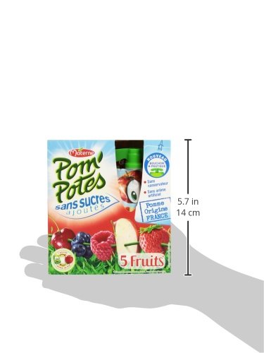 Compotes 5 Fruits Pomme Fraise Myrtille Cerise Sans Sucres Ajoutés Pom'potes Les 4 Gourdes De - vue 8