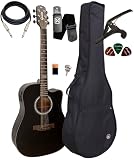 Violão Folk Giannini Gf1d Black Cutway Kit Capa Acessórios