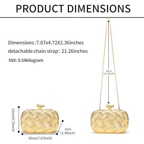 Image of Clutch Purses for Women, Vegan Leather Evening Handbag with Gold Chain