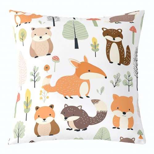 Cartoon Fox Throw Pillow Cover 16