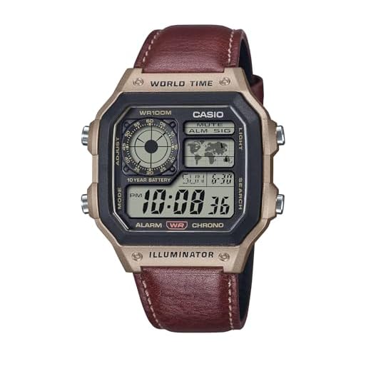 Casio Mens Watch Vintage Design Brown Leather Strap - AE-1200WHL-5AVDF