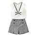 Produktbild MRULIC Baby Mädchen Outfits Kleidung Bowknot Weste Tops + Plaid Shorts Hosen Sets Anzug 1-6 Jahre(Weiß,120)