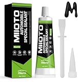 Miioto Silicone Alta Temperatura Nero, Colla per Vetro Auto, Silicone Alte Temperature, Indurimento Rapido, Resistenza alle Alte Temperature, Adatto per Sigillare Carrozzerie, Finestre, Tetti -100ml