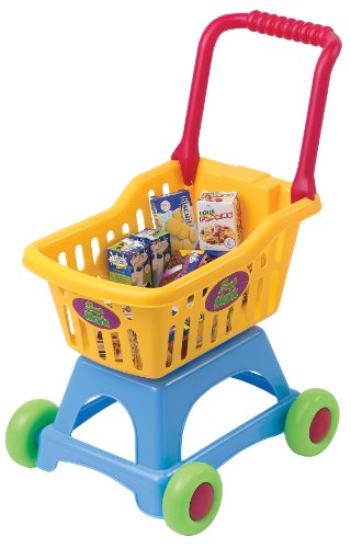 PlayGo 3245 - My Shopping Cart, zusammenklappbarer Einkaufswagen für den Kaufladen, mit Inhalt