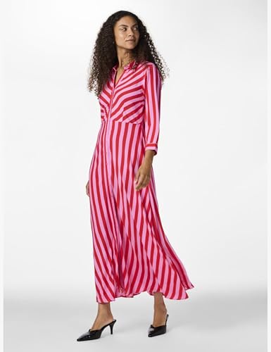 Yas Yassavanna Long Shirt Dress S. Noos Vestito, Ciclamino/Strisce: Amaro Dolce, Xl Donna - 2