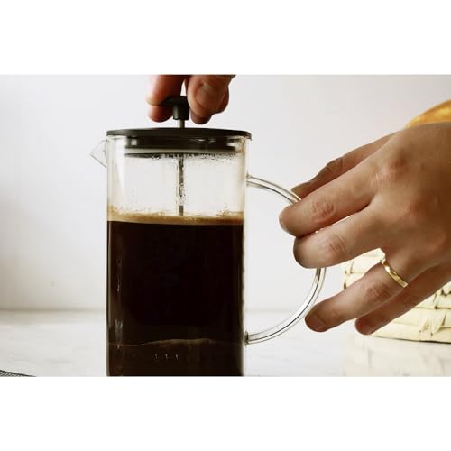 LYOR - Cafeteira Prensa Francesa de Vidro Borossilicato e Tampa de Plástico Preta Quadratta 700ml