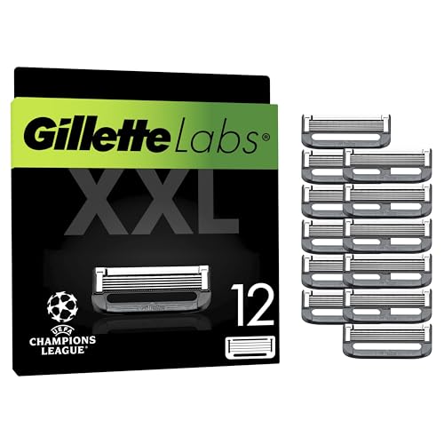 GilletteLabs Avec Barre Exfoliante, 8+4 gratuites Recharges De Lames, Compatibles Avec Le Rasoir Avec Barre Exfoliante Et Le Rasoir Chauffant, Pour Homme, De Gillette