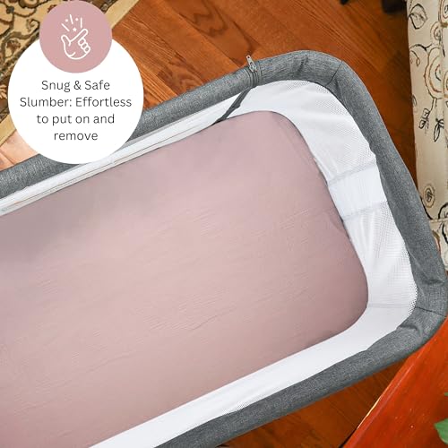 Image of Muslin Bassinet Sheets for Angelbliss, Cowiewie, Amke, Jimglo, Suihuooo, Wayfong Baby Bassinet Bedside Sleeper by TansyPanda, 3PC, 20x33in, Ultra Soft, Breathable, Snug Fit, Unisex Boys Girls, Pink