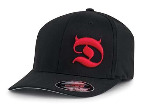 Horned D 6-Panel Men's Cap, Baseball Hat w/Curved Bill, Red