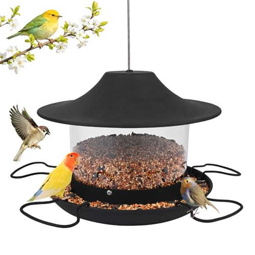 Gaethra Vogelfutterhaus zum Aufhängen, 1800ml Faltbarer Futterhaus für Vögel, Vogelhaus zum Aufhängen Grau, Vogelfutterhaus Höhenverstellbar, Vogelhaus Wetterfest für Garten, Balkon