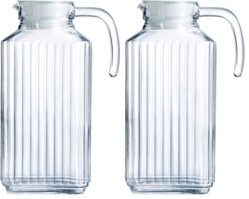 Luminarc Arcoroc Quadro Réfrigérateur pichet avec couvercle en plastique blanc 1,7l, 1 Pichet (Lot de 2)