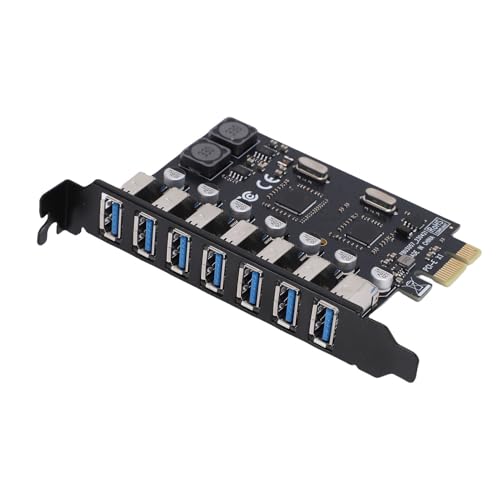 Tosuny Tarjeta de Expansión PCIe USB 3.0 de 7 Puertos, Adaptador de Controlador de Concentrador PCI E SuperSpeed ​​USB 3.0, Tarjeta PCIe a USB3.0 de 5Gbps para Wins 11/10/8/7, XP