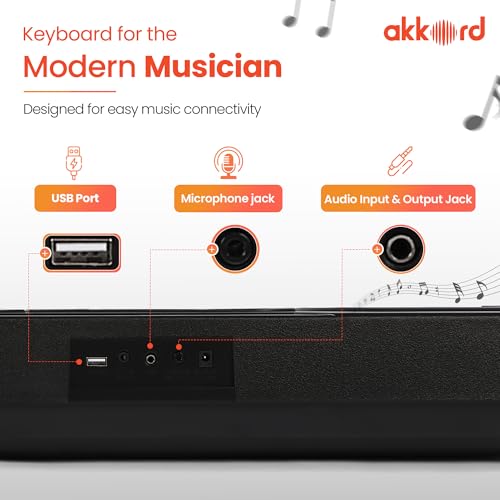 Akkord AKD 61KB 61-Key Octave Electronic Keyboard with adapter- LCD Display| USB Input| Mic |Music Sheet Stand | 255 Rhythms | 255 Timbres | 24 Demos - Image 4 thumbnail