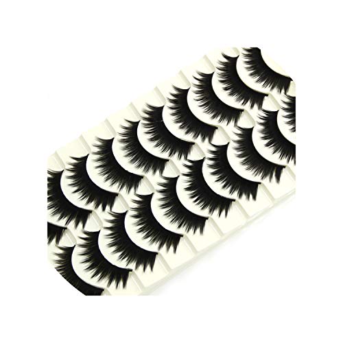 10 Pairs Black False Eyelashes Handmade Cross Make Up Tools Eye Lashes Curl