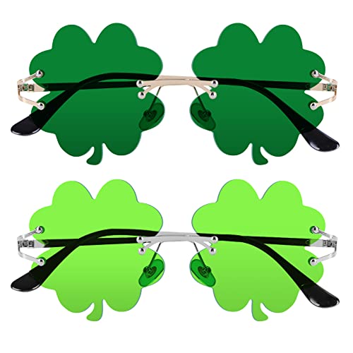 Wzerry St. Patricks Day Sunglasses for Women Men Irish Shamrock Sunglasses Green Four Leaf Clover Glasses Costume Party