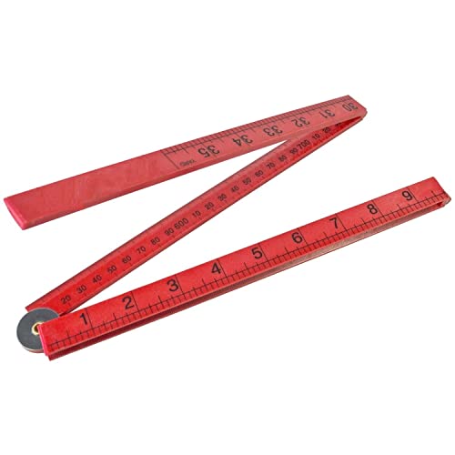 EliteKoopers 1 Meter Red Folding Plastic Ruler Metric Imperial Marking Measuring Rule Measure Hand Tool