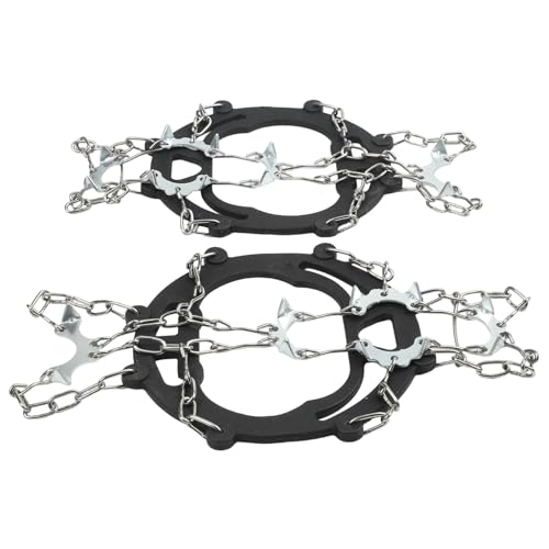 Helilyco Lightweight 10-Tooth Ice Traction Cleats, Non-Slip Snow Shoe Covers for Winter Hiking Camping, Black