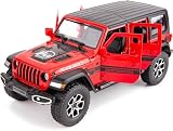7 Door Off-Road Diecast Toy Car Model, 1/22 Scale Metal Alloy Vehicle for Kids Boys Girls Adults, Doors Open, Light and Sound, Gifts Red