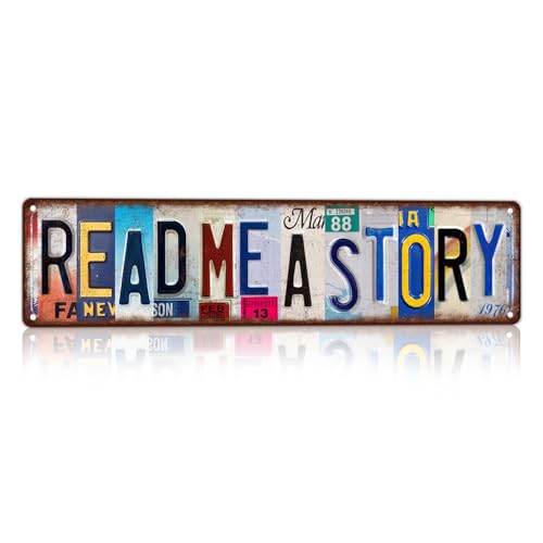 JBYMsign Vintage Book Nook Street Sign Read me a story Wall Decor