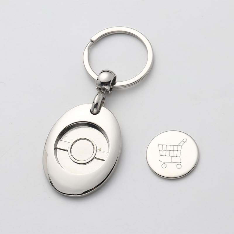 Limitronix 20 Pieces Sublimation Blank Metal Shopping Trolley Tokens With Keyring Mini Aluminum Alloy Key Ring Portable Shopping Carts DIY Heat Transfer Print for Groceries Men Women