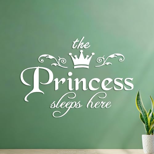 La princesse dort ici Stickers lettrage Personnalisation 54.6x76.4cm Blanc