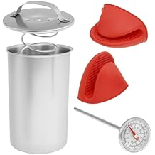 Ham Maker, Stainless Steel Meat Lunch Press Mold for Deli Meats, Homemade Ham Maker Meat Press Tool with F/C Cooking Thermometer and Silicone Kitchen Mittens - Make Your Own Healthy Homemade Ham Press