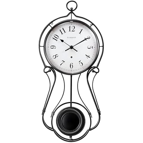 CLXEAST 20 Inch Black Metal Pendulum Wall Clock, Large Schoolhouse Regulator Wall Clocks for Living Room Decor, Battery Operated Pendulum Wall Clock for Home Office Cover