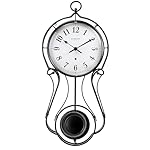 CLXEAST 20 Inch Black Metal Pendulum Wall Clock, Large Schoolhouse Regulator Wall Clocks for Living Room Decor,House Warming Gifts New Home,Gifts for Women