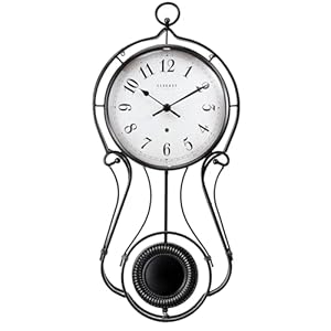 CLXEAST 20 Inch Black Metal Pendulum Wall Clock, Large Schoolhouse Regulator Wall Clocks for Living Room Decor,House Warming Gifts New Home,Gifts for Women