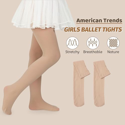 American Trends Ballet Tights for Girls, Ultra Soft Girls Stockings Dance Tights for Toddlers and Kids2