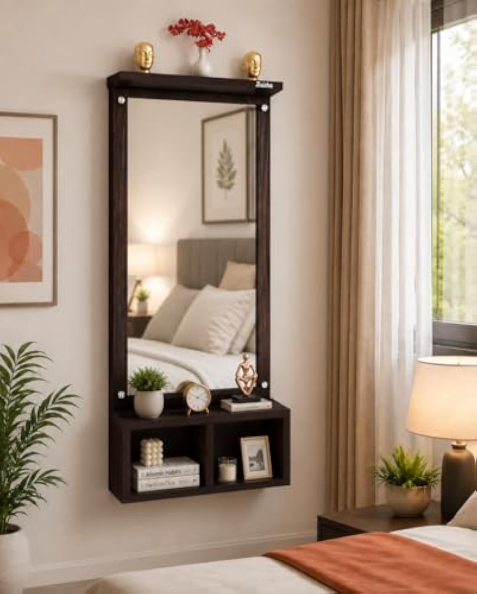 Wooden Dressing with Storage Shelf for Bedroom, Modern Vanity