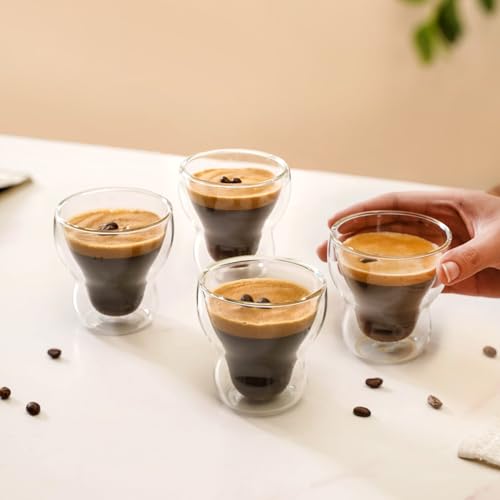 Image of Nestasia Set of 2 Double-Wall Tumblers (150ml) | Sleek, Glassware for Cold Beverages, Espresso, and Cocktails | Microwave & Dishwasher Safe, Lead-Free