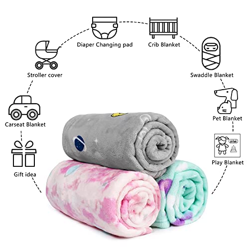 Daysu Plush Flannel Baby Blanket Super-Soft Lightweight, Printed Fleece Baby Blanket For Unisex, Portable Bed Throws For Baby Crib And Toddler Bed, Fair Aqua Cloud, 30”X40” #TOP6