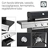 Tarrington House Barbecue a Gas Paxton, Acciaio/Acciaio Inox, 4 Bruciatori + 1 Fornello, Tavolino Laterale, Termometro, 4 Ruote, Nero Opaco