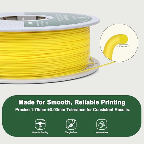 Image of 3D Printer Filament Yellow. PLA Force Filament 1.75mm, 1KG | Lego Yellow PLA-F 3D Filament Offers Superior Toughness and Broad FDM Printer Compatibility