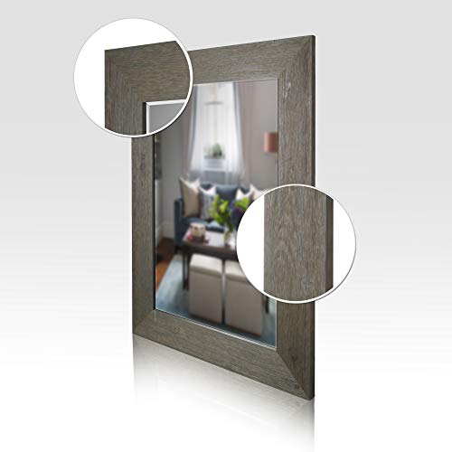 Artmaison Beveled Hanging Wall Decorative Mirror With Hand Stained Gray Frame, 34-Inch By 46-Inch #TOP4