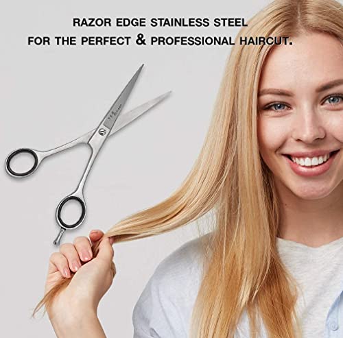 T & A Professional Hair Scissors - Hair Cutting Scissors Professional - 6.5” Long Japanese Steel - Razor Edge Barber Scissors For Men And Women - Premium Shears For Hair Cutting For Salon & Home Use #TOP3