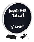 Better Office Products Round Magnetic Chalkboard with Wooden Frame for Office and Home, 18x18 inches with Mounting Hardware, 4-Piece Chalk Set, and Eraser Included (Whitewash)