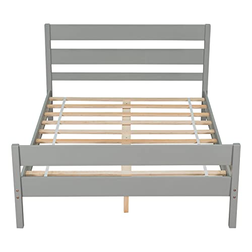 Lch Full Bed Frame With Headboard And Footboard, Full Size Platform Bed With Wood Slats Support, Wood Kids Full Size Bed Frame For Boys, Girls, No Box Spring Needed (Full, Grey) #TOP3