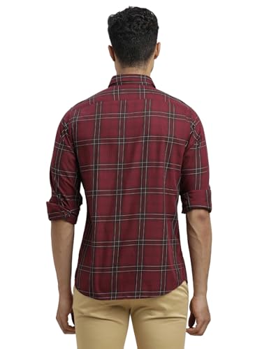 Image of Turtle Men 100% Cotton Slim Fit Maroon Casual Shirt