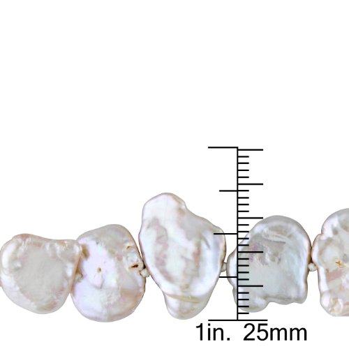 Abbie+Cleo Cultured Freshwater Baroque White Pearl Strand Necklace With Sterling Silver Ball Clasp (15.5-16Mm), 18" #TOP2