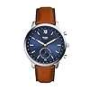 Fossil Men's 44mm Neutra Stainless Steel and Leather Hybrid Smart Watch, Color: Silver, Brown (Model: FTW1178)