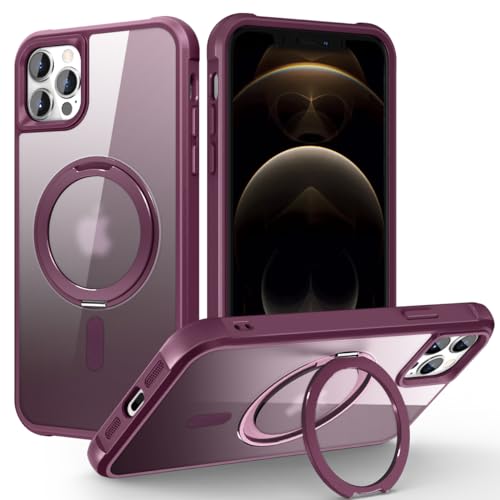 Image of Compatible with iPhone 12 /12 Pro Case with Stand 6.1 inch,Wine Red