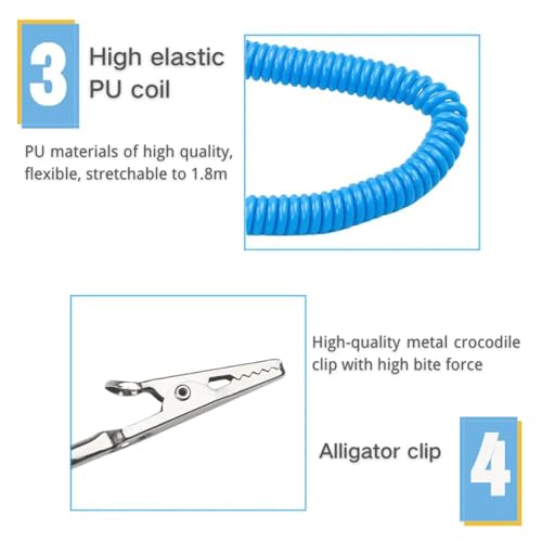 Image of Rojex ESD Wrist Strap (Pack of 50) Anti Static Grounding Bracelet with 6ft Coiled Cord Adjustable Fit for PC Building Electronics Repair & DIY Projects