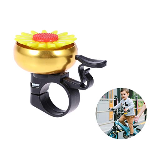 CLISPEED Sunflower Kids Bike Girls Bicycle Bells Toddler Bike Parts Bike Handlebar Horn Cycling Ring Bell Alarm for Kids Bike Scooter Bicycle Golden