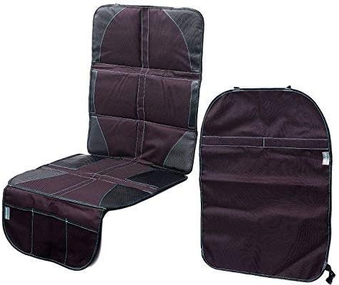 Kid Transit Car Seat Protector for Child Seats with Kick Mat - ISOFIX - Black Protectors with Blue Detailing