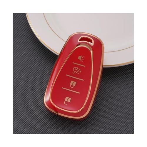 Coque de clé TPU rouge pour Chevrolet Malibu Camaro Cruze 4 boutons