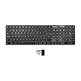 Geonav Teclado sem fio, 108 teclas, Alfanúmerico, Padrão ABNT2, Teclas baixas e macias, Ergonômico com inclinação, Indicador de bateria, OFTCW01, Preto